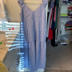 Blue Checkered Maxi Dress